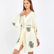 Ivory Shine – Musselin 2-Teiler (Cardigan & Shorts)