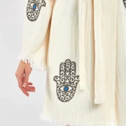 Ivory Shine – Musselin 2-Teiler (Cardigan & Shorts)