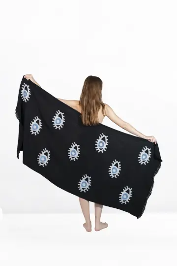 Aegean Towel – Black Horizon | Handmade 100% Baumwolle | Hamamtuch in Schwarz