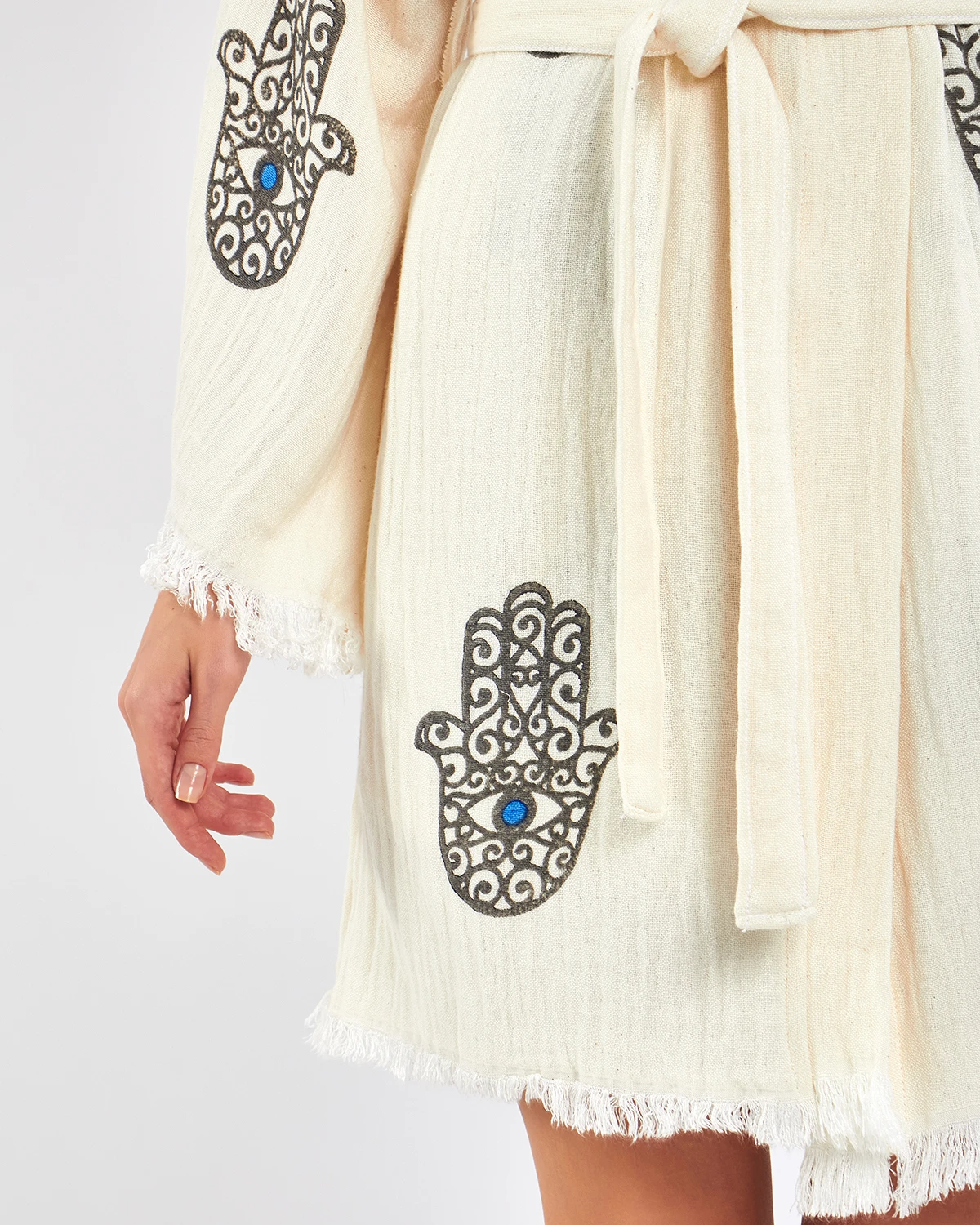 Ivory Shine – Musselin 2-Teiler (Cardigan & Shorts)