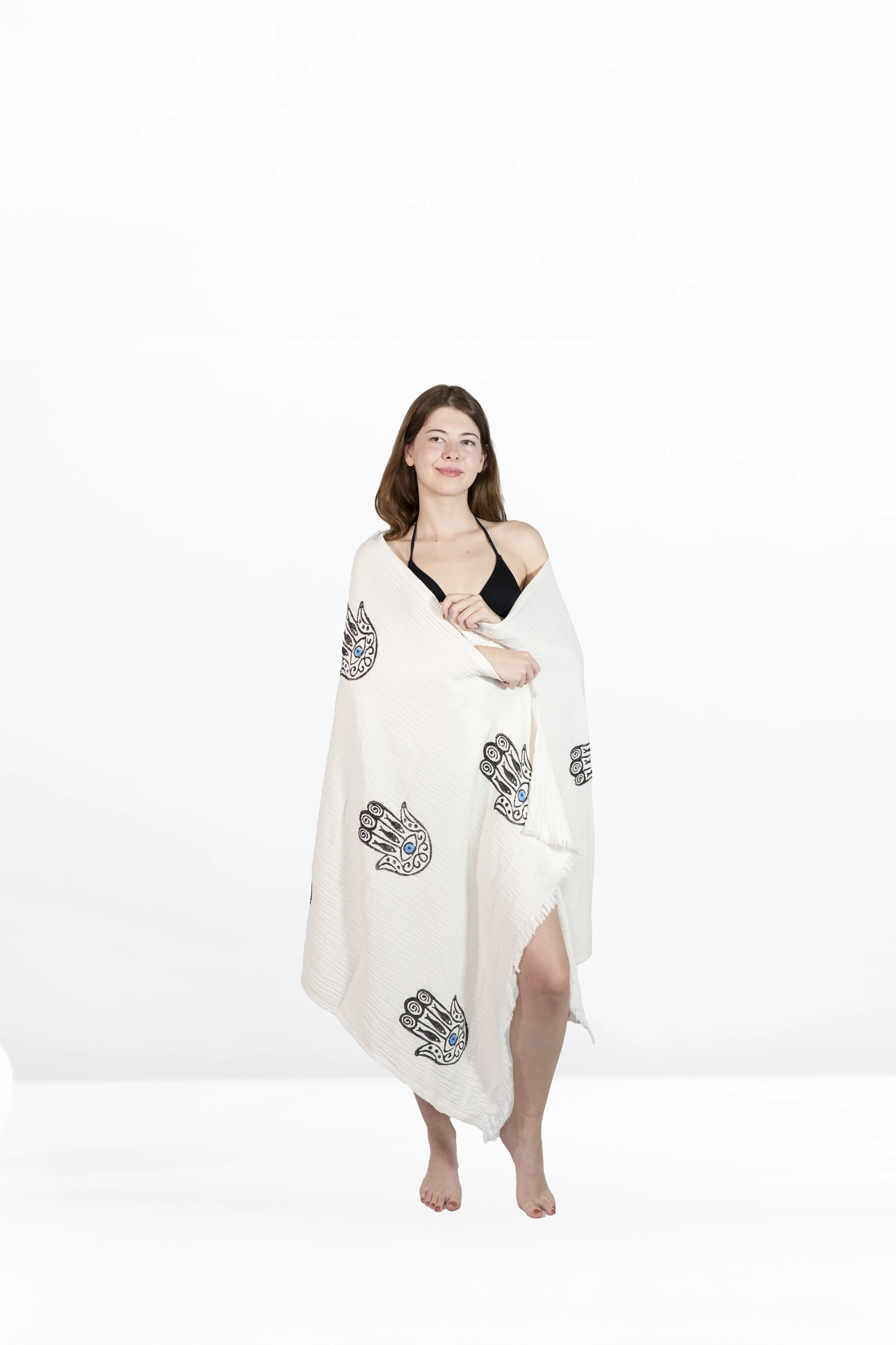 Aegean Touch | Handmade | 100% Baumwolle | Hamamtuch in Naturweiß