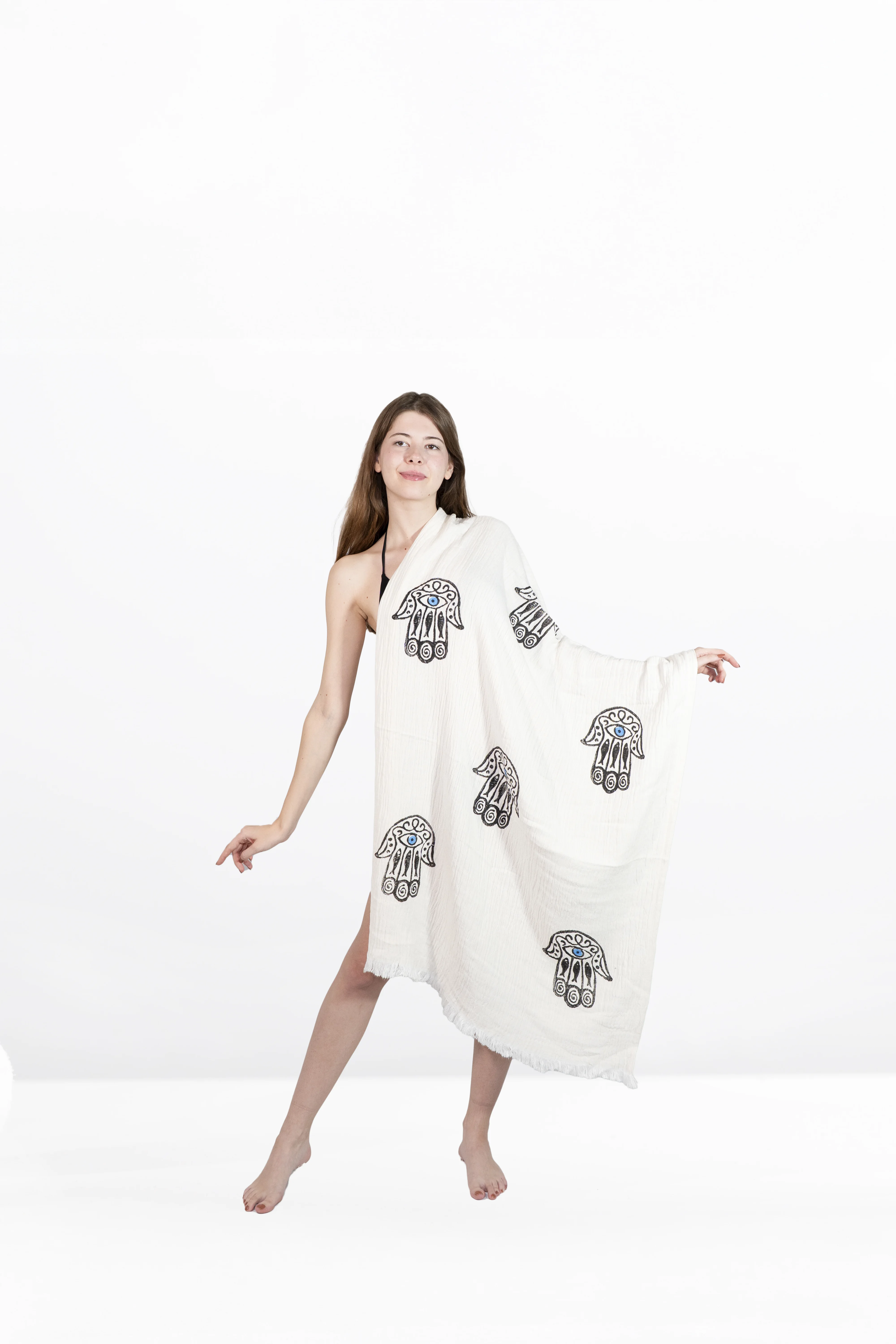 Aegean Touch | Handmade | 100% Baumwolle | Hamamtuch in Naturweiß